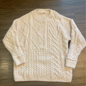 Free People cream cable knit sweater size small